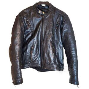 Detour Motorcycle Gear Men's Lined Leather Biker Jacket XL Black Laced